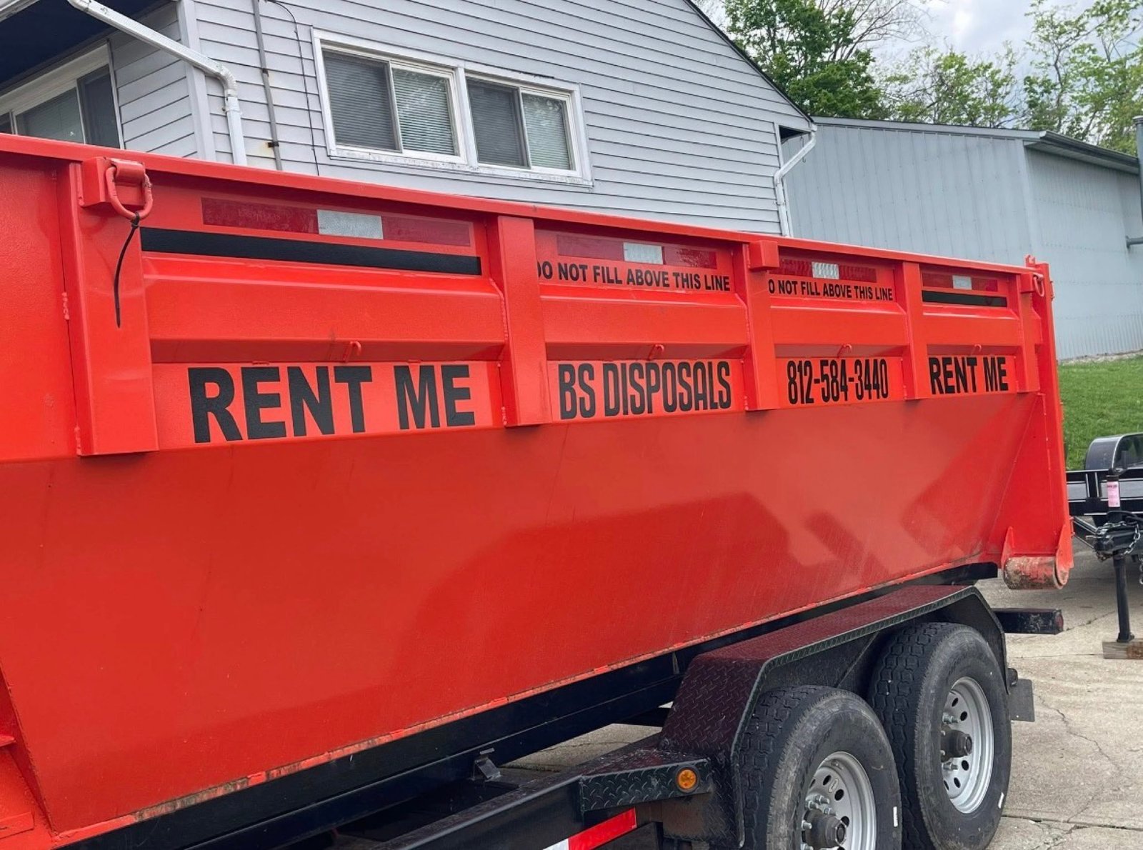 BS Disposals branded dumpster