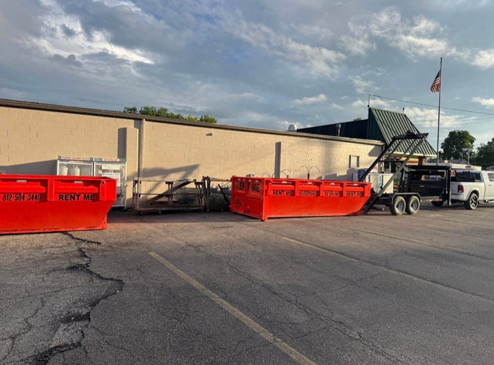 Row of BS Disposals dumpsters staged and ready to go